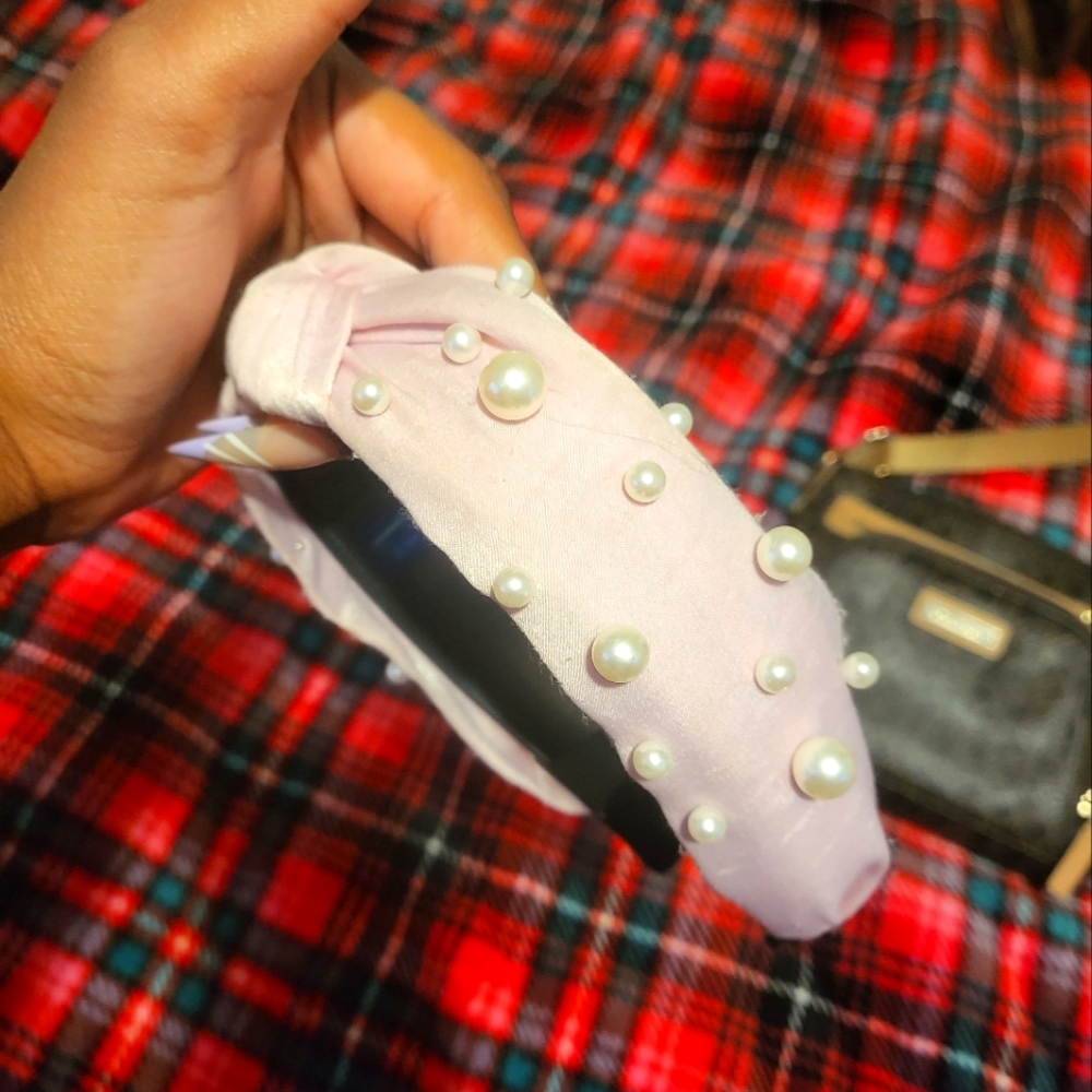 Pink pearl head band